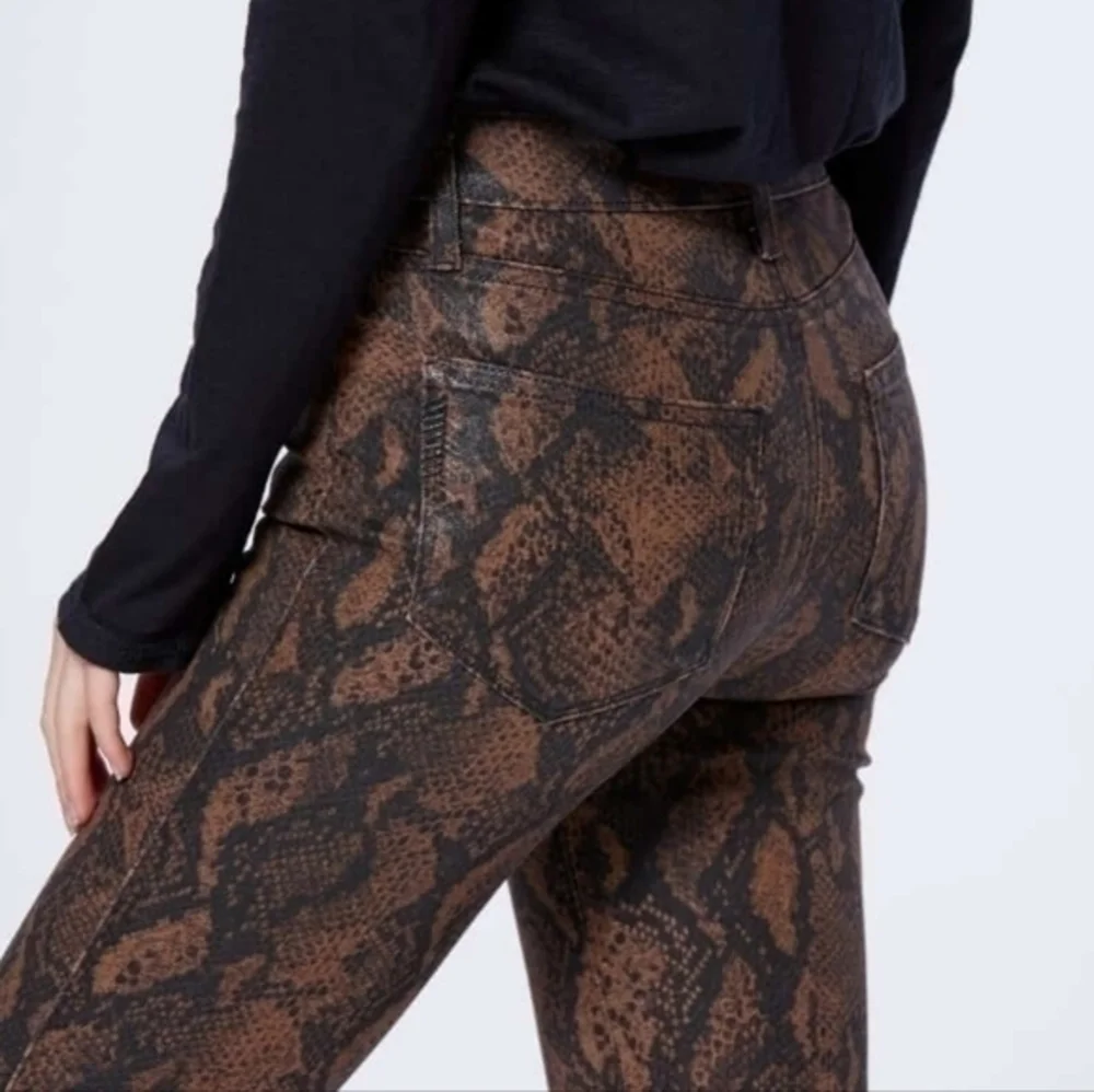 PAIGE Hoxton Ultra Skinny Snake Print Jeans in Coated Stretch‎ Denim